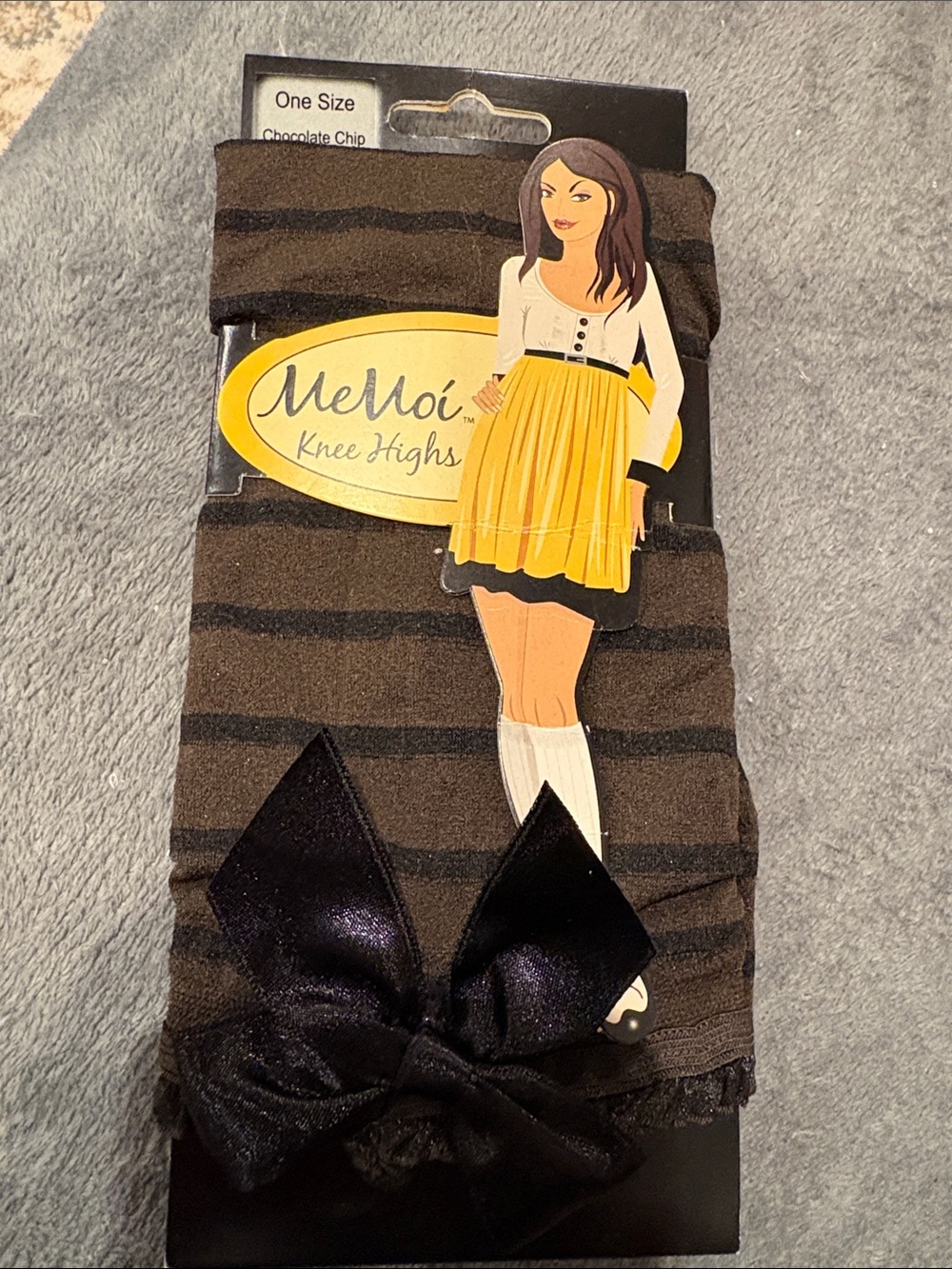 MeMoi Chocolate Chip Striped Mini Skirt Accent Bow
